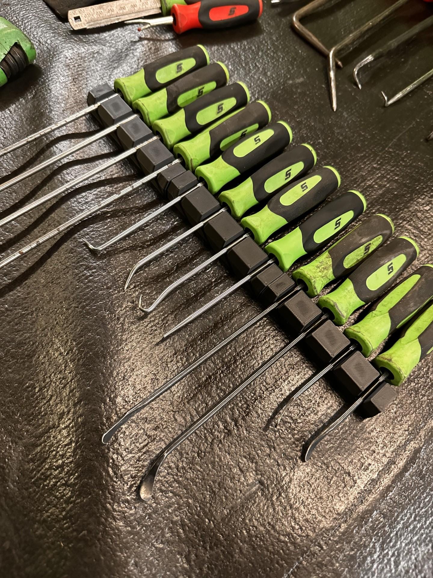 Magnetic Pick & Hook Holder for Toolbox | Modular Mechanic Tool Organizer | Custom Magnetic Tool Rack | 2-12 Tool Holder | Shop Storage
