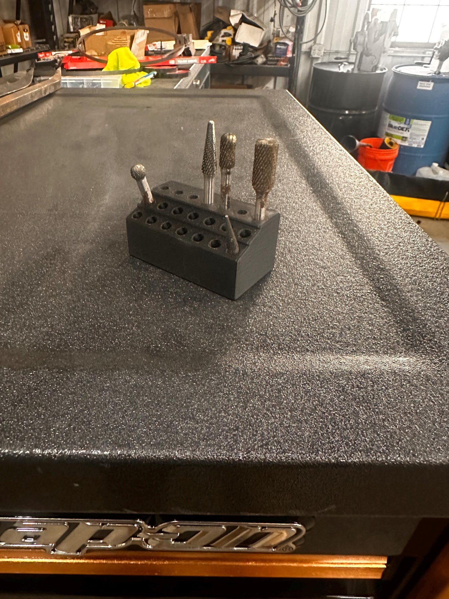 Magnetic Die Grinder Bit Holder, 1/4" Shank Organizer, Dual 150lb Magnets, Non-Scratch Bumpers