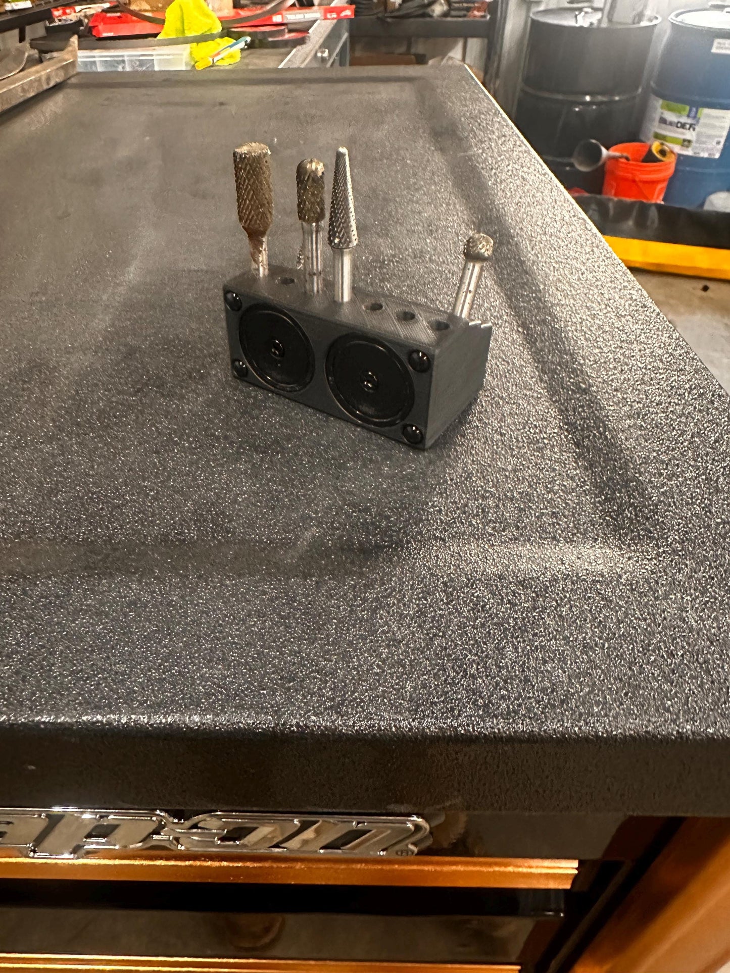 Magnetic Die Grinder Bit Holder, 1/4" Shank Organizer, Dual 150lb Magnets, Non-Scratch Bumpers